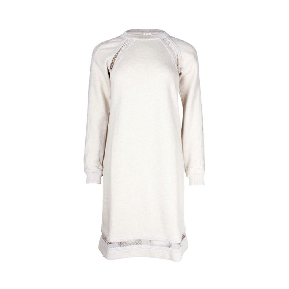 Chloe Cut Out Detail Sweatshirt Mini Dress in Cream Cotton